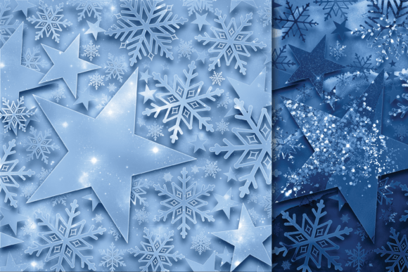 16 Blue Star and Snowflake Patterns