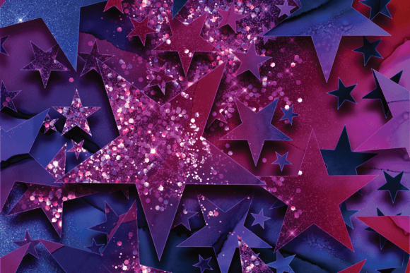 24 Opulent Star Patterns with Glitter