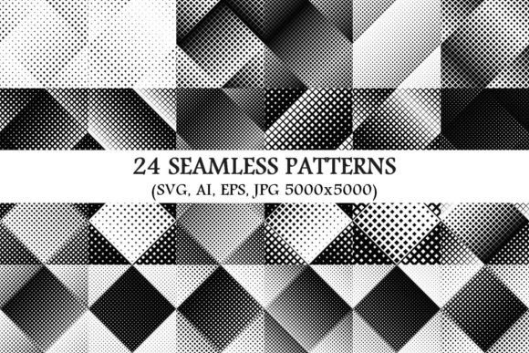 24 Seamless Monochrome Square Patterns