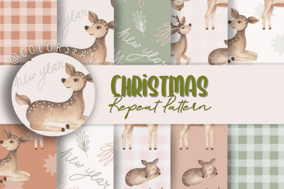 Blush Sage Seamless Christmas Patterns