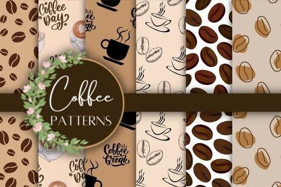 Coffee Patterns Wallpaper Digital Paper
