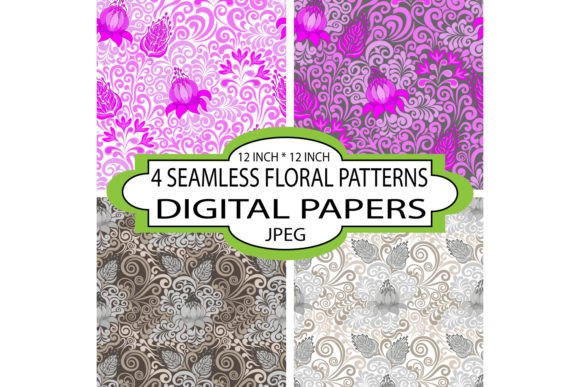 Damask Style Patterns, Digital Paper