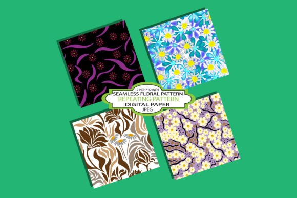 Elegant Chamomile Floral Patterns: Seamless Digital Papers for Creative Projects