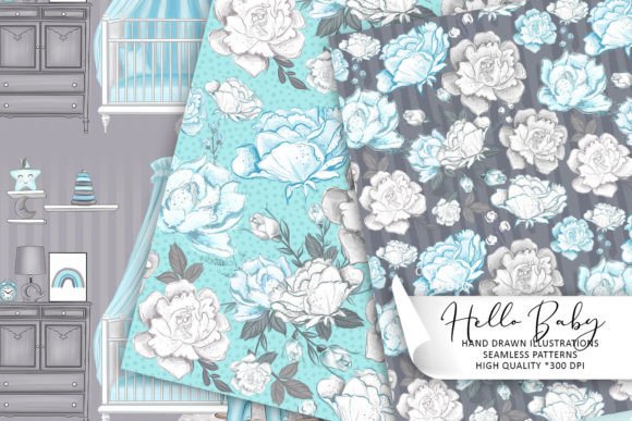 Hand-Drawn Baby Boy Patterns: Versatile, High-Quality Digital Papers for Creative Projects