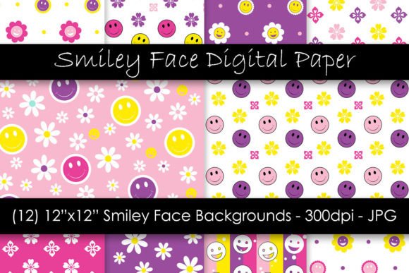 Pink and Purple Smiley Face Patterns: Playful, Print-Ready Digital Paper for Creative Projects