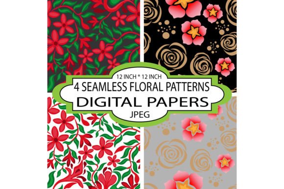 Pink Flowers, Seamless Floral Patterns
