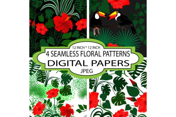 Seamless Floral Patterns, Red Hibiscus: Vibrant, Versatile, and Ready for Real Creative Work